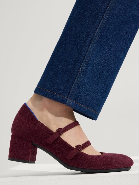 Rothy's Shoes - The Double Buckle Mary Jane Heel in Revelvet Syrah